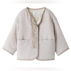 Zara Kids Combination Quilted Cream Jacket